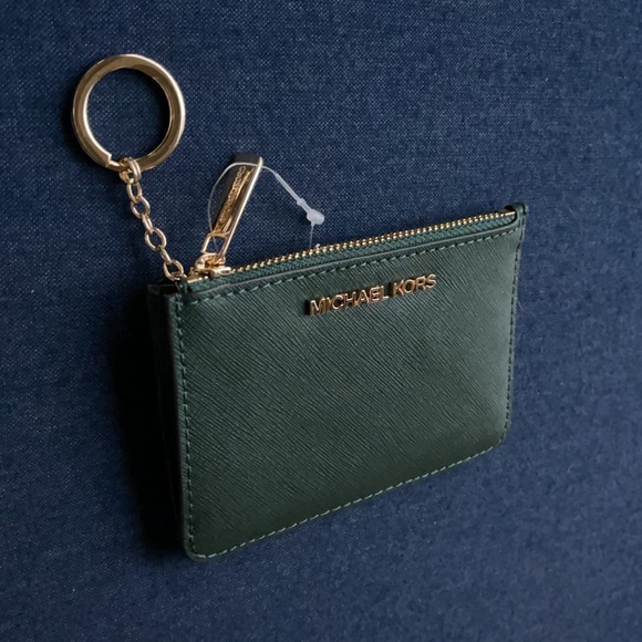 Michael Kors Jet Set Travel Small CoinPouch Wallet Racing Green - Picture 2 of 16